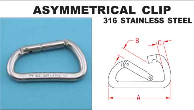 316 STAINLESS STEEL SPRING CLIP WITH EYE CARABINER 1//4/" S0121-0060